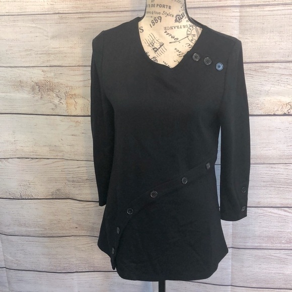 Lynn Ritchie Silver Top Button Detail Size XS Black - Picture 1 of 9